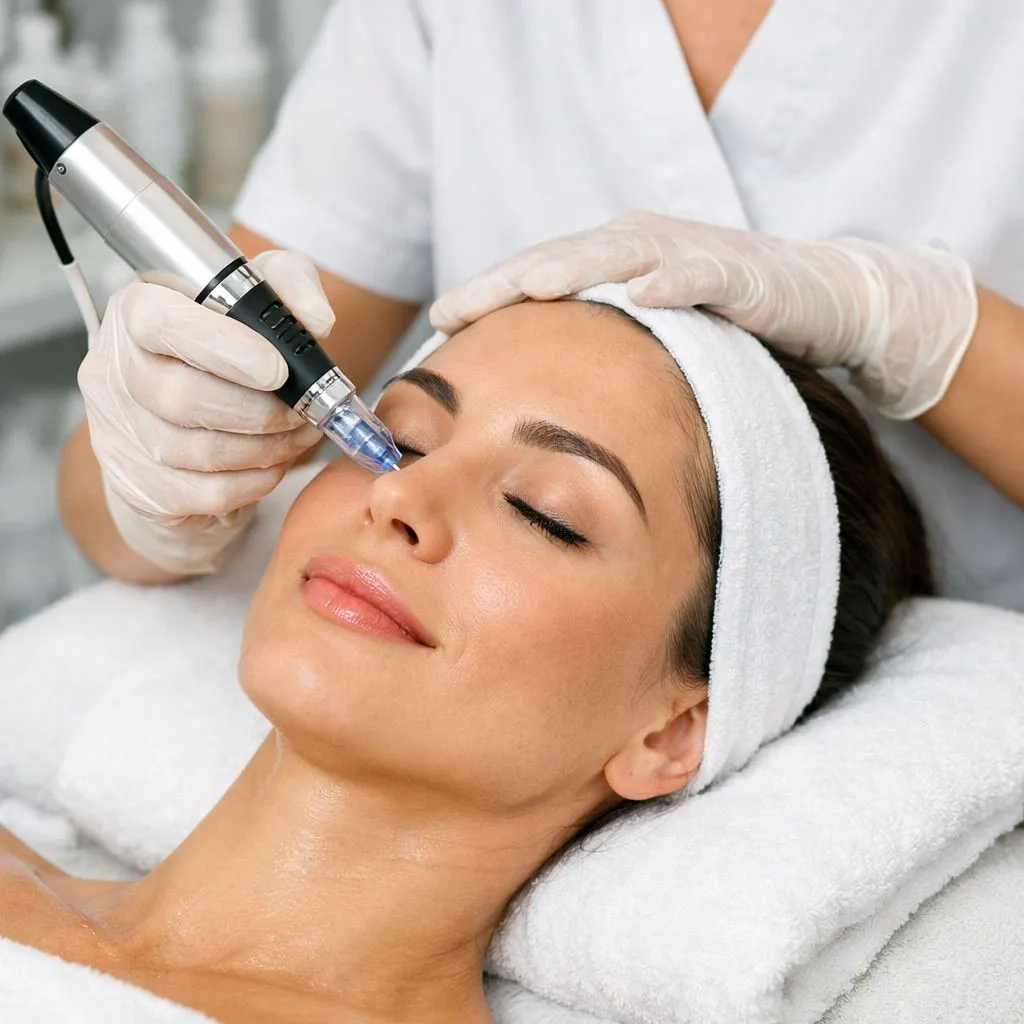 Hydrafacial-behandling där huden djuprengörs och återfuktas